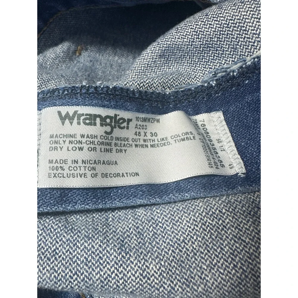 Wrangler 1013MWZPW Mens 48x30 Dark Wash Blue Straight Leg‎ Cotton Denim Jeans
